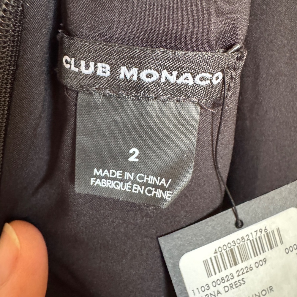 Club Monaco Fit & Flare Tiered Cocktail Dress Black Size 2 Wedding Guest Formal - Picture 2 of 15